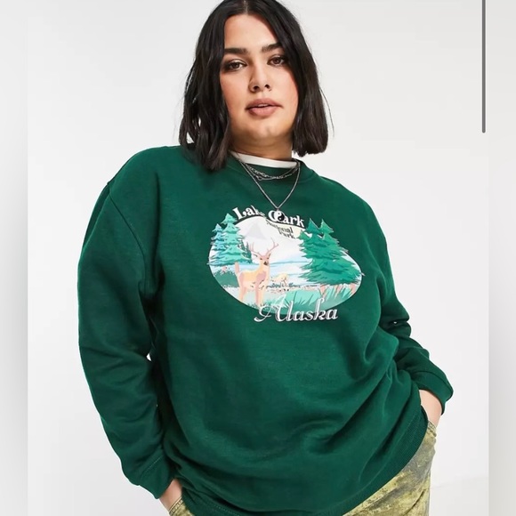 Daisy Street Relaxed Sweatshirt with Vintage Alaska Print - Picture 3 of 3